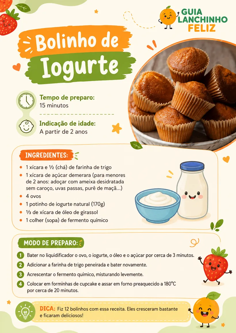 Receita Bolinho de Iogurte do Guia Lanchinho Feliz