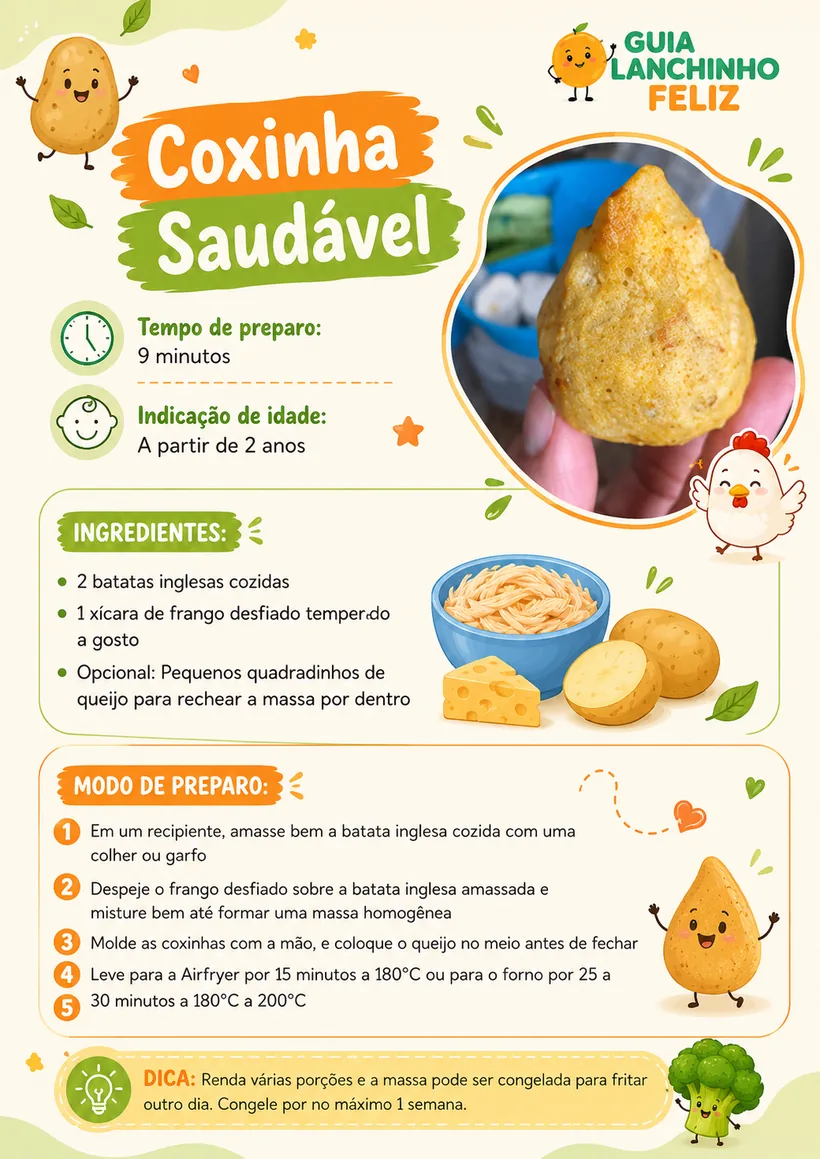 Receita Coxinha Saudável do Guia Lanchinho Feliz