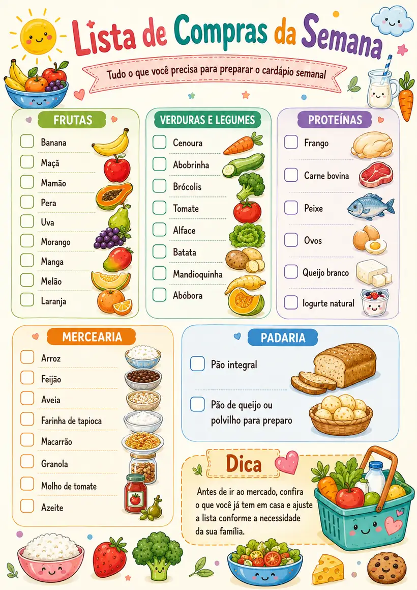 Lista de Compras da Semana do Guia Lanchinho Feliz