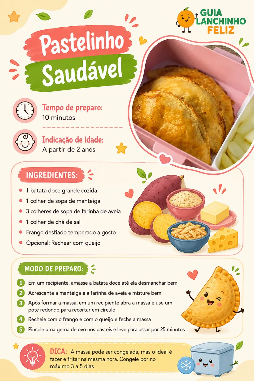 Receita Pastelzinho Saudável do Guia Lanchinho Feliz